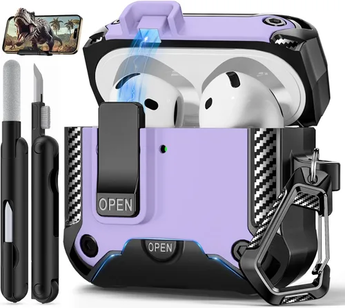 Miniatura 43 de Funda para AirPods Pro de 2 generación con soporte para teléfono, diseño de interruptor automático de protección completa contra caídas con kit