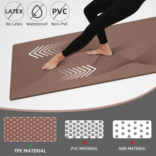 Miniatura 3 de ILILI Tapete de yoga, 72 x 25 x 0.3 pulgadas, antideslizante, tapete de ejercicio de elastómero termoplástico, resistente al desgarro, tapete