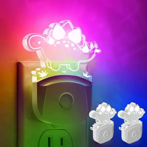 Miniatura 15 de LOHAS - Luz nocturna de dinosaurio para niños, luz nocturna LED con enchufe, del atardecer al amanecer, luces nocturnas LED Velociraptor enchufables