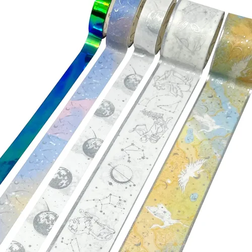 Miniatura 2 de allydrew Juego de cinta washi decorativa de lámina dorada y calcomanías para papelería, diario, fabricación de tarjetas (10 rollos y 10 hojas)