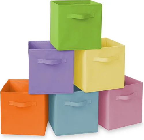 Miniatura 31 de Casafield juego de 6 cubos de almacenamiento plegables de tela, canastas de tela plegables de 11 pulgadas, para estantes, cubos organizadores
