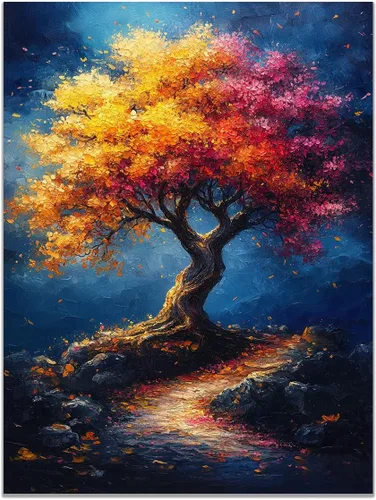 Miniatura 15 de VOCBAN Nature Tree of Life Abstract Pictures Canvas Painting Large Modern Canvas Wall Art Colorful Trees Living Room Wall Decor Plant Prints(black