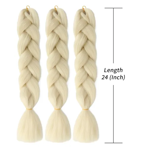 Miniatura 3 de Extensiones de cabello trenzado rubio (613#) trenzado sintético para ganchillo Box Twist para mujeres, 24 pulgadas, 3.53 oz/paquete