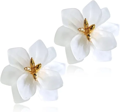 Aretes colgantes únicos hechos a mano con diseño de flores de resina mate grandes y elegantes de acrílico para mujeres y niñas, regalos de joyería