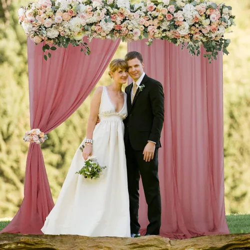 Miniatura 3 de Cortinas de gasa transparentes de 10 x 8 pies, 2 paneles de tul para fotografía, cortinas de arco de boda, cortinas de tela de gasa para boda