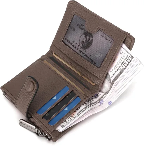 Miniatura 4 de Montana West Cartera para mujer con bloqueo RFID y bolsillo para monedas con cremallera, B Caqui
