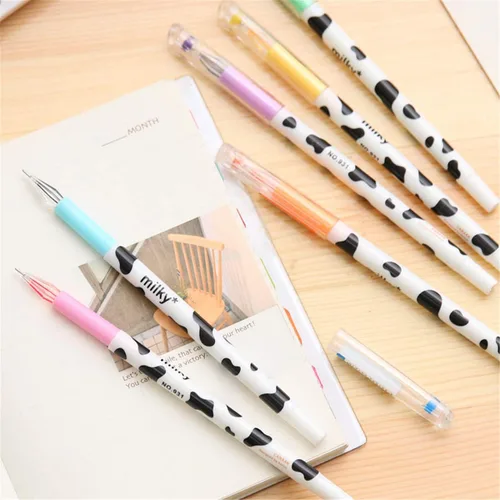 Miniatura 7 de Yansanido Paquete de 12 bolígrafos de gel con diseño de vaca Kawaii para oficina, escuela, hogar, viajes, regalo para amigos y estudiantes (12)