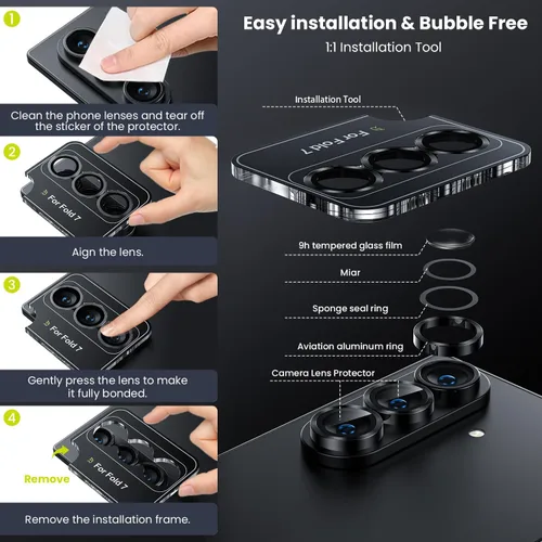 Miniatura 5 de WSKEN para Z Fold 7 Funda Protectora de Lente de Cámara - Ultra HD Antirreflejante Vidrio de Metal Templado Anti Arañazos Película Protectora