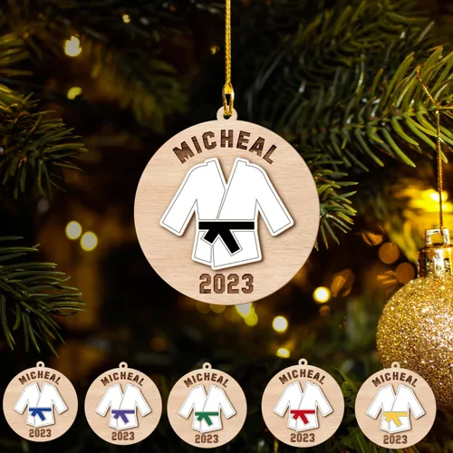 Miniatura 9 de Adorno de Jiu Jitsu personalizado, regalo para Navidad 2025, hombres y mujeres, equipo de Jiu Jitsu, adornos de Jiu Jitsu brasileño para Navidad