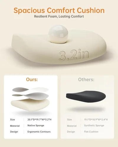 Miniatura 5 de MUXX.STIL Silla de oficina, silla de escritorio ergonómica de piel sintética con soporte lumbar ajustable y reposabrazos abatible, silla de Crema