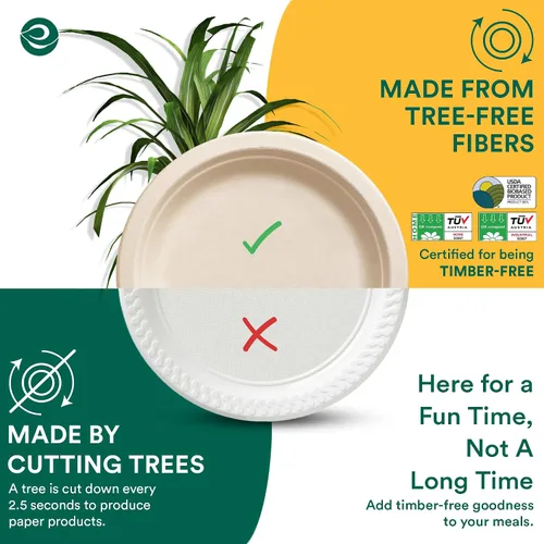 Miniatura 8 de ECO SOUL - Platos de papel compostables de 9 pulgadas (paquete de 200) biodegradables, resistentes, desechables, ecológicos para cena de Navidad