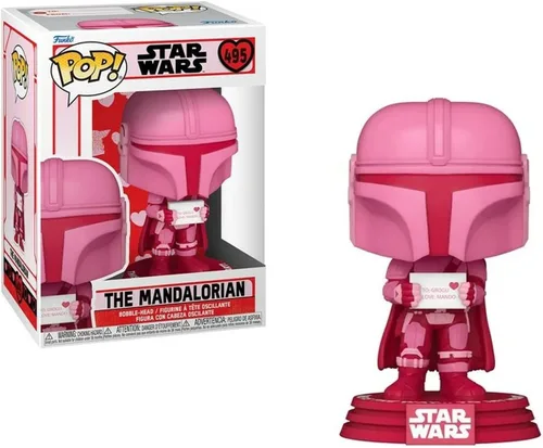 Miniatura 2 de Star Wars: Valentines - Mandalorian [Din Djarrin] Funko Pop! Figura de vinilo (paquete con funda protectora compatible con Pop Box), multicolor