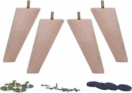 WEICHUAN Patas cónicas de madera de haya maciza para sofá, silla, otomana, sofá biplaza otomana, mesa de gabinete, patas de repuesto de pies de