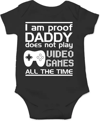 CBTwear Proof Daddy Does Not Play Video Games All the Time – Ropa de bebé – Divertido body para recién nacido para niños y niñas