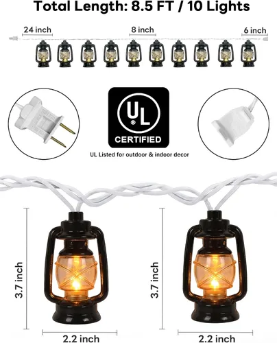 Miniatura 2 de Mini cadena de luces de queroseno de 8.5 pies, luces negras con 14 mini luces de aceite negras impermeables, luces de queroseno para interiores