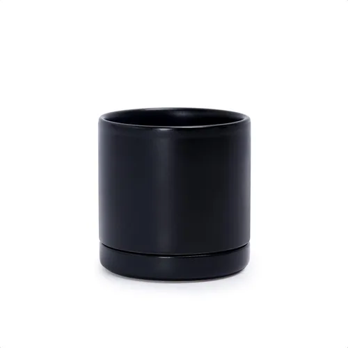Miniatura 83 de D'vine Dev Maceta de cerámica de 10 pulgadas con orificio de drenaje y platillo, maceta redonda cilíndrica para interiores, color negro, 94-O-E-2
