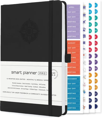 Miniatura 8 de Smart Planner Pro - Planificador diario sin fecha - Agenda grande A4 - Logre objetivos y aumente la productividad con secciones semanales