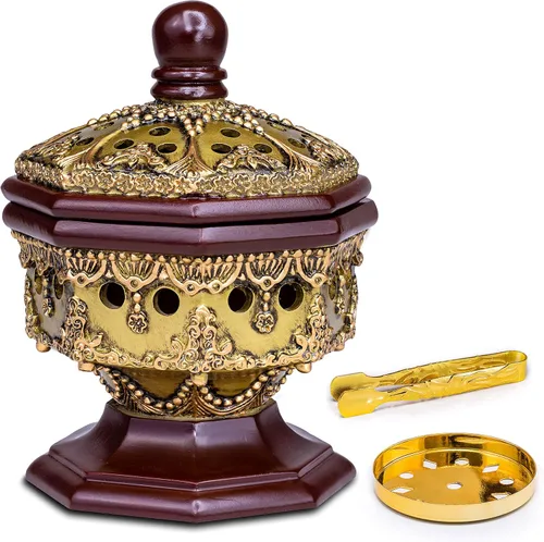 AM Lux Octagon - Quemador de incienso – Soporte de resina de carbón para horno, cono e incienso | Mabkhara para oficina, habitación espiritual y
