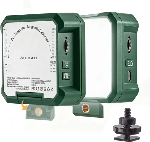 Miniatura 10 de AILIGHT Luz de video LED magnética, luces de cámara portátil para creador de contenido (CRI 98+ y 2500-9000K) luz de relleno de cámara recargable