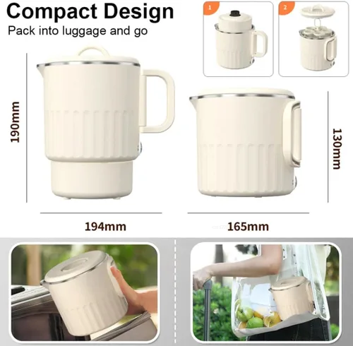 Miniatura 7 de Hervidor eléctrico para agua hirviendo, café, leche, tetera plegable, calentador de agua para viajes en casa, hervidor de agua plegable