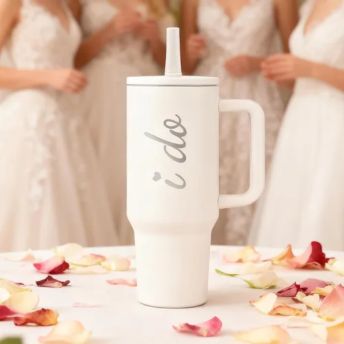 Miniatura 2 de Regalos de despedida de soltera para novia, vaso de 40 onzas con tapa de asa, pajitas de acero inoxidable para esposa, boda, compromiso, despedida