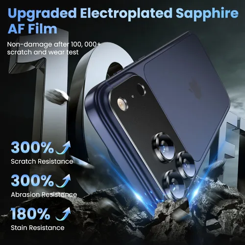 Miniatura 7 de Uyiton Compatible con iPhone 17 Pro Protector de Lente de Cámara - [No Fácil de Romper][Fuerte Adsorción][Compatible con Fundas] Cubierta de Titanio