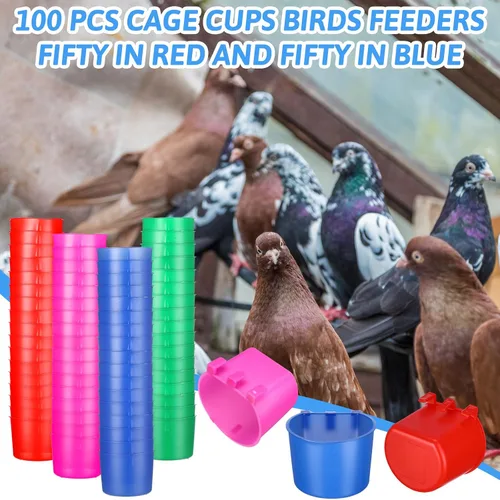 Miniatura 5 de 100 tazas en jaula para pollo, 8 onzas, cuenco colgante de agua para pájaros, jaula de conejo, plato de alimentación de aves de corral, mascotas