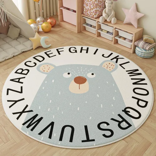 Miniatura 2 de Poowe Alfombra redonda para sala de juegos para niños, alfombra suave del alfabeto para dormitorio, colección de juegos, alfombra de aprendizaje