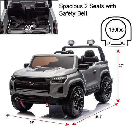 Miniatura 6 de POSTACK Coche de 24 V para niños de 2 plazas lado a lado, camión de 2 plazas, funciona con pilas, 4 ruedas con control remoto, automóvil eléctrico