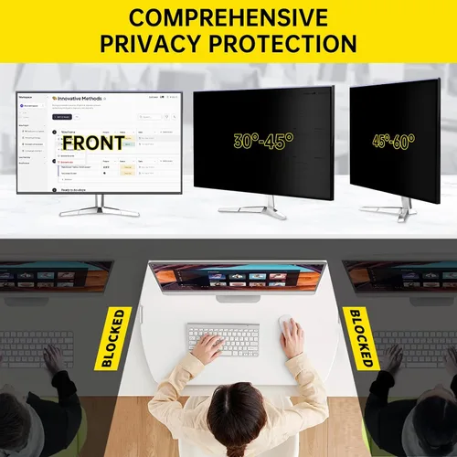 Miniatura 6 de Paquete de 2 filtros de pantalla de privacidad de computadora de 24 pulgadas para monitor 16:9, anti-luz azul, anti-UV, bloqueo de luz azul