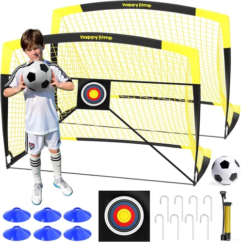 Miniatura 15 de Happy Jump Portería de Fútbol Emergente Plegable para Patio Trasero 7x5 pies, 5x3.6 pies, 4x3 pies, 3x2.2 pies