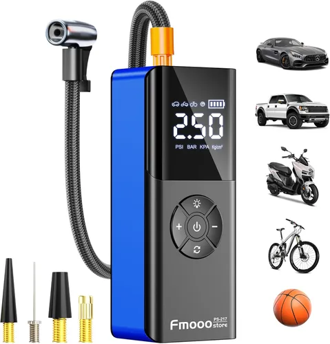 Miniatura 10 de Inflador de neumáticos, compresor de aire portátil, 160 PSI de potencia dual 6000 mAh, bomba de aire inalámbrica con indicador digital, luz LED