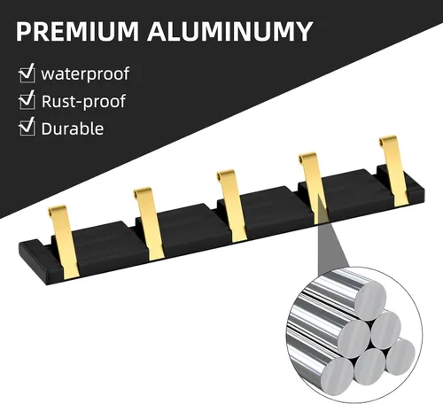 Miniatura 5 de Wisfame Ganchos para abrigos, perchero de aluminio montado en la pared, 5 ganchos plegables, resistente, ahorro de espacio, perchero de pared