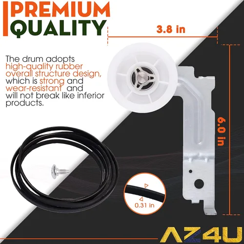 Miniatura 2 de Kit de reparación de secadora AZ4U Rodillos Correa Polea de reemplazo para Samsung DV219AEW/XAA DV220AEW/XAA DV48J7700EW/A2 DV48H7400EW/A2
