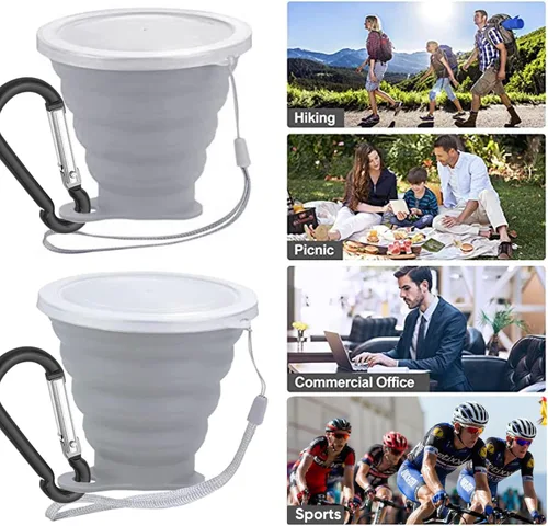Miniatura 2 de Taza plegable de silicona plegable para beber, taza portátil reutilizable para viajes, camping, senderismo, supervivencia, automóvil, picnic, playa