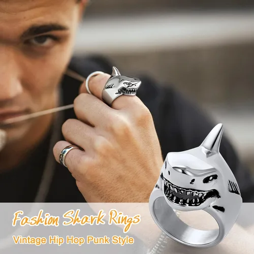Miniatura 5 de U7 Anillo de pulgar para motociclista, tamaño 7-14, anillos de animales punk personalizados de acero inoxidable para hombres y mujeres, anillos