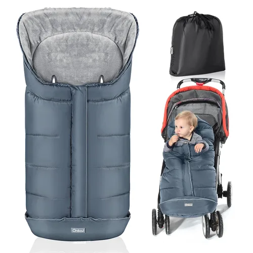 Orzbow - Saco de dormir cálido universal para cochecito, bolsa de dormir para clima frío, piecera impermeable para niños pequeños (gris, grande)