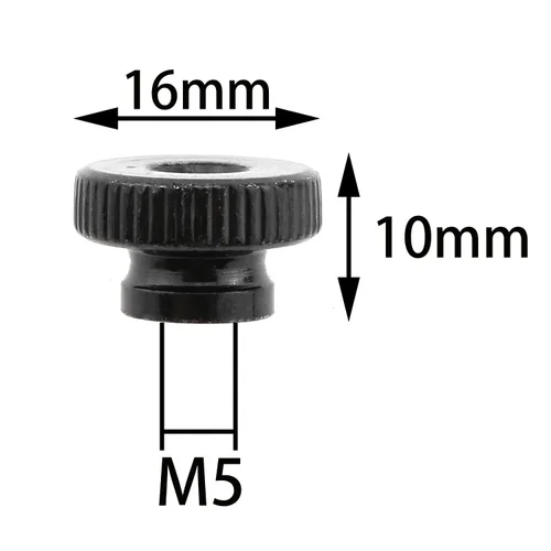 Miniatura 2 de MEETOOT Tuercas moleteadas M5 x 0.031 in de metal negro redondo pomos redondos tuercas de mano para piezas de impresora 3D