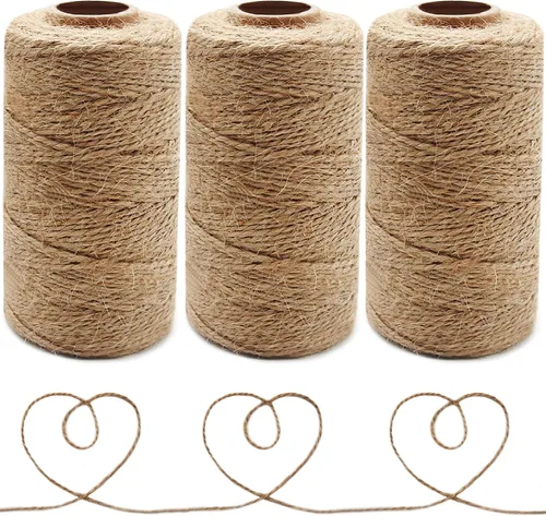 Miniatura 10 de Anvin Cordel de algodón – Cordeles de yute natural para embalaje y envoltura (negro, blanco) – 984 pies, 10 capas, 0.079 in de grosor – Ideal