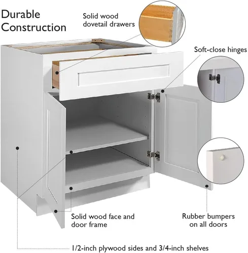 Miniatura 6 de Design House Brookings Shaker 561316 - Armario de cocina con base sin ensamblar, 9 pulgadas de ancho x 24 pulgadas de profundidad x 34.5 pulgadas