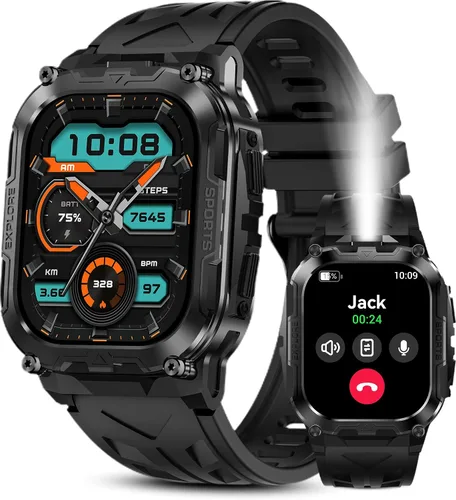 Relojes inteligentes para hombre, batería extra larga de 130 días, pantalla HD de 1.96 pulgadas, respuesta y llamada, cuerpo de metal completo
