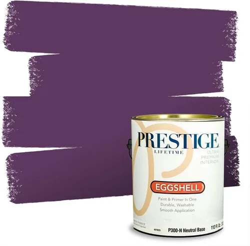 Miniatura 59 de PRESTIGE Pinturas de pintura interior e imprimación en uno, 1 galón, plano, combinación comparable de Sherwin Williams* Kimono Violet*