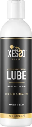 XESSO Lubricante cremoso a base de agua, sin perfume, 8.3 onzas líquidas, gel blanco espeso y deslizante, hipoalergénico para mujeres, hombres y