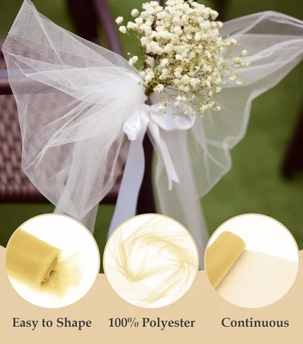 Miniatura 4 de Rollo de tela de tul, 54 pulgadas x 10 yardas (30 pies) de tul para decoración de boda, tutú de fiesta, telón de fondo, baby shower, faldas de mesa
