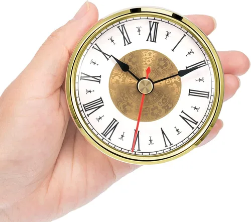 Miniatura 3 de Hicarer 3-1/8 Inch (3.150 in) Inserto de reloj de cuarzo, borde dorado, segunda mano roja, número romano, movimiento de cuarzo