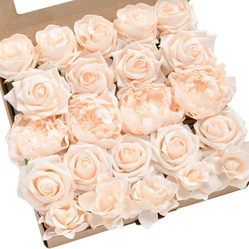 Miniatura 9 de Ling's moment Flores Artificiales de Seda Falsa Hortensias Rosas de Espuma Gardenias Falsas Combo para Bricolaje Ramos de Boda Centros de Mesa