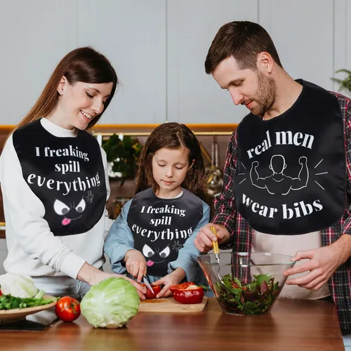 Miniatura 7 de Divertidos baberos para adultos para comer hombres, mujeres, ancianos, protectores de ropa, lavables, babero para adultos mayores