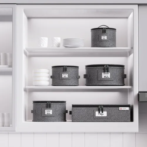 Miniatura 6 de Contenedores de almacenamiento de porcelana Caja de carcasa dura para trasladar platos, vasos y copas, vajilla, tazas, platillos Organizador