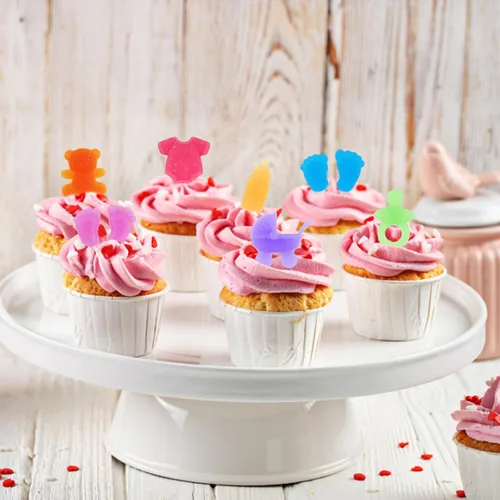 Miniatura 7 de Paquete de 2 moldes de chocolate para baby shower, moldes de dulces de silicona para bebés con formas de enterizo, pies, chupete, cunas, oso