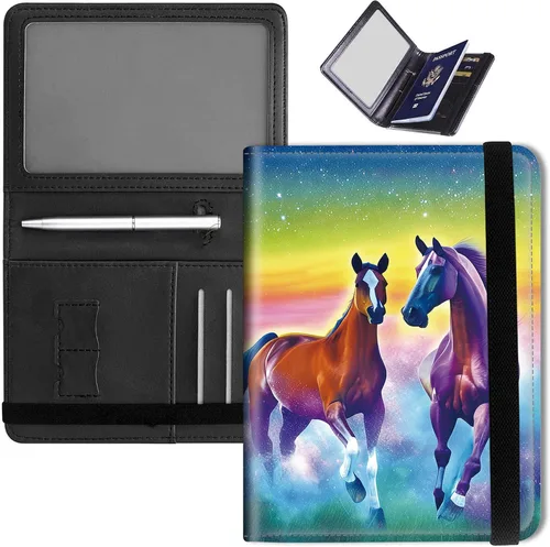 Combo de portatarjetas de pasaporte y vacunación con bloqueo RFID-X-1, HORSES, Minimalista